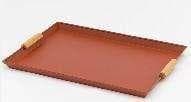 A rectangular serving tray with an octagonal shape and light wooden handles on each end, presented on a white background.