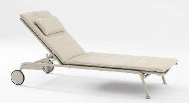 A rectangular outdoor dining table with a slatted brown tabletop and two brown H-shaped legs on a white background.