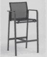 A modern bar stool with a white frame, light grey mesh seat and back, and light wood armrests is shown against a plain background.